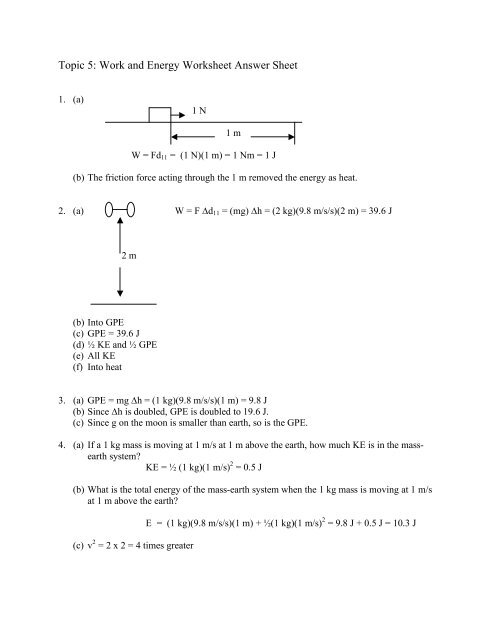 Topic 5: Work and Energy