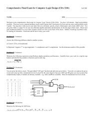 Comprehensive Final Exam for Computer Logic Design (CDA 3201)