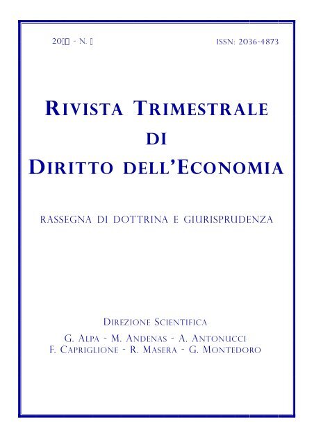 rivista trimestrale di diritto dell 'economia - Fondazione Capriglione ...