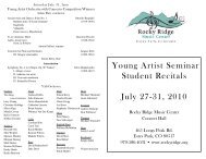 yas student recitals booklet - Rocky Ridge Music Center