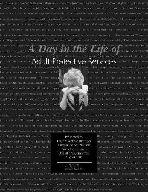 A Day in the Life of Adult Protective Services - Final Report ... - CWDA