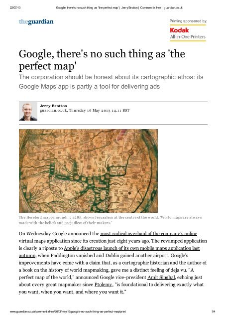 Google, there's no such thing as 'the perfect map' - Factum Arte