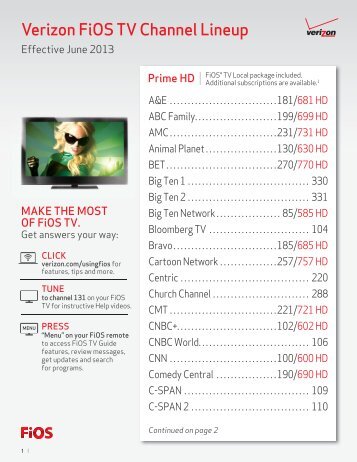 Verizon FiOS TV Channel Lineup