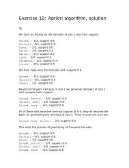 Exercise 10: Apriori algorithm, solution - LSIR