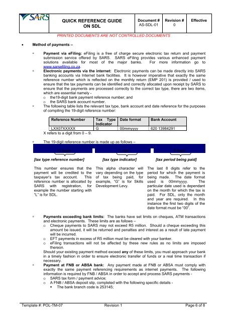 QUICK REFERENCE GUIDE ON SDL REVISION ... - AgriSETA