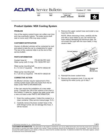 TSB Product Update NSX Cooling System - Dali Racing