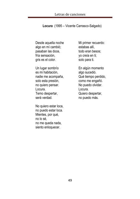 Letras de canciones - Vicentecarrascosalgado.com