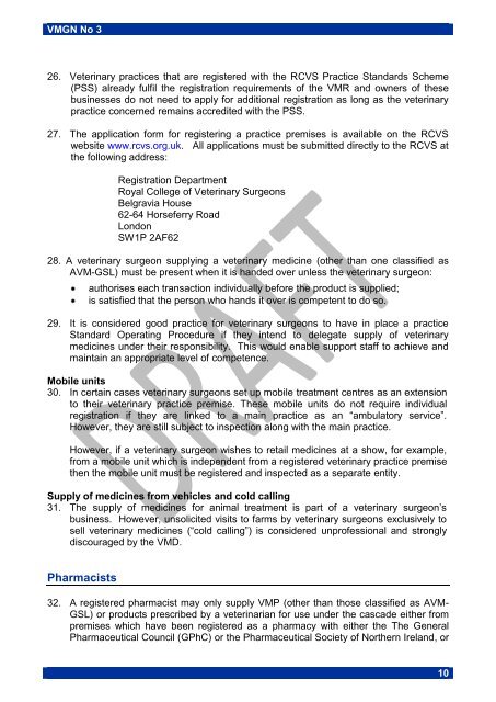 VETERINARY MEDICINES GUIDANCE NOTE No 3