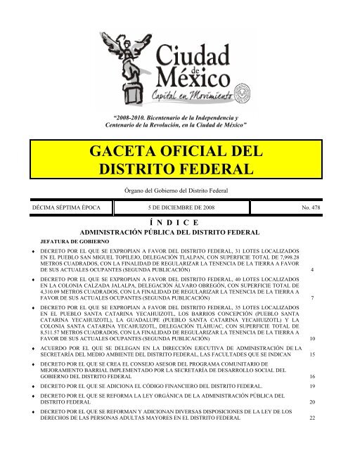 gaceta oficial del distrito federal - Portal ConsejerÃa JurÃdica y de ...