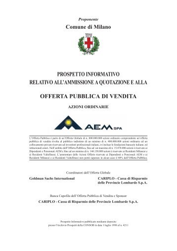 PROSPETTO INFORMATIVO RELATIVO ALL'AMMISSIONE A ... - A2A