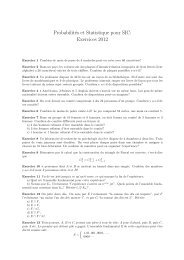 ProbabilitÃ©s et Statistique pour SIC: Exercices 2012