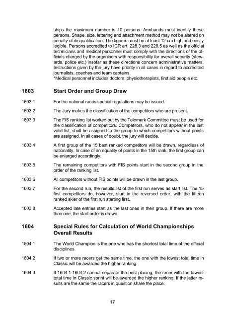 FIS telemark comp rules