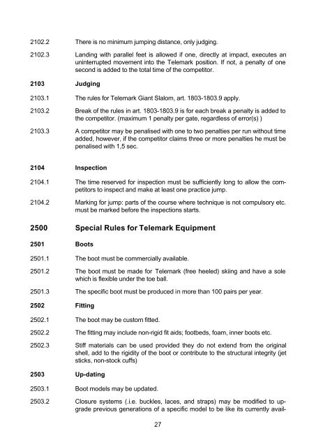 FIS telemark comp rules