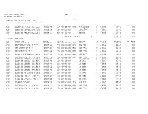 1 Retirement Order Report 04-RETIRED ITEMS Selection Dates 02 ...