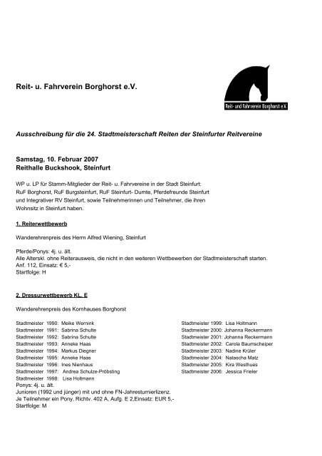 Reit- u. Fahrverein Borghorst e.V. - Reit- und Fahrverein Borghorst