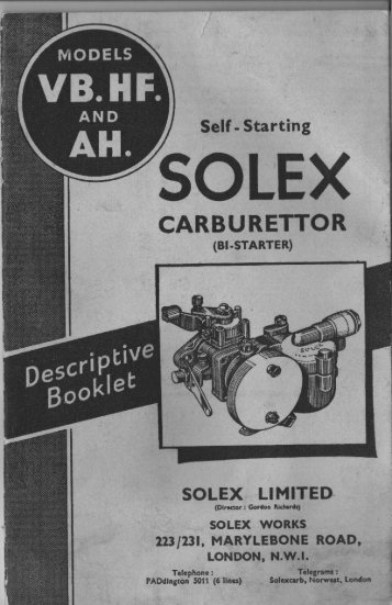 Solex Carburettor Handbook - the Australian Ariel Register