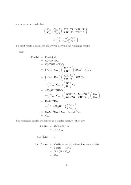 Prediction Theory 1 Introduction 2 General Linear Mixed Model