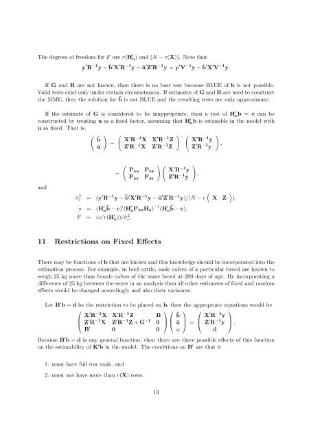 Prediction Theory 1 Introduction 2 General Linear Mixed Model