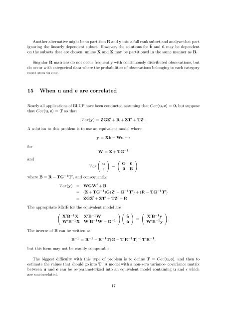 Prediction Theory 1 Introduction 2 General Linear Mixed Model