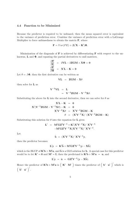 Prediction Theory 1 Introduction 2 General Linear Mixed Model