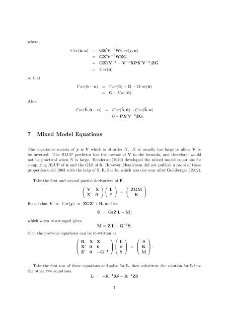 Prediction Theory 1 Introduction 2 General Linear Mixed Model