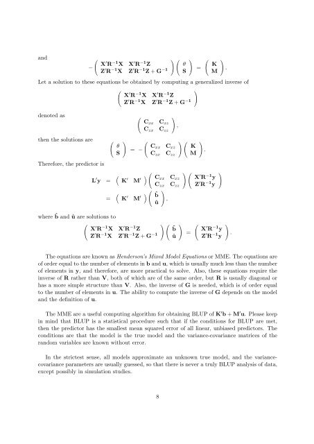 Prediction Theory 1 Introduction 2 General Linear Mixed Model