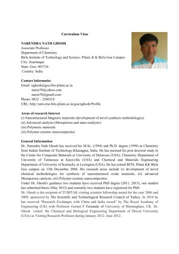 CV - Student Welfare Division - BITS Pilani