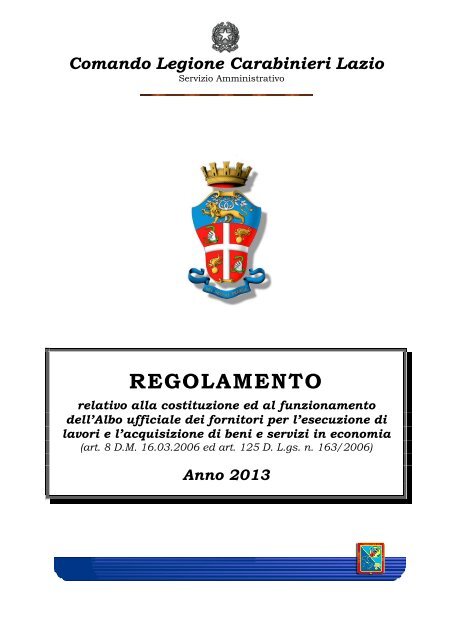Regolamento Albo Fornitori - Carabinieri
