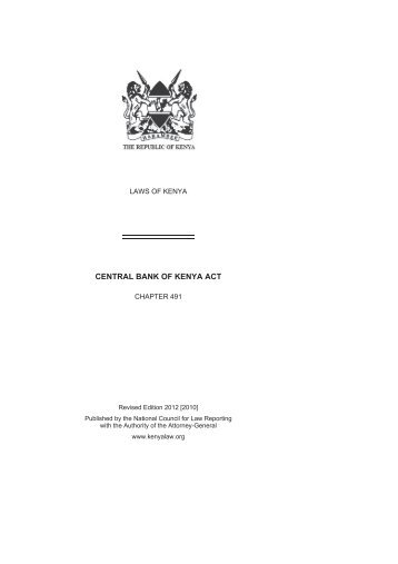 Central Bank of Kenya Act (Cap 491) - Kenya Law Reports