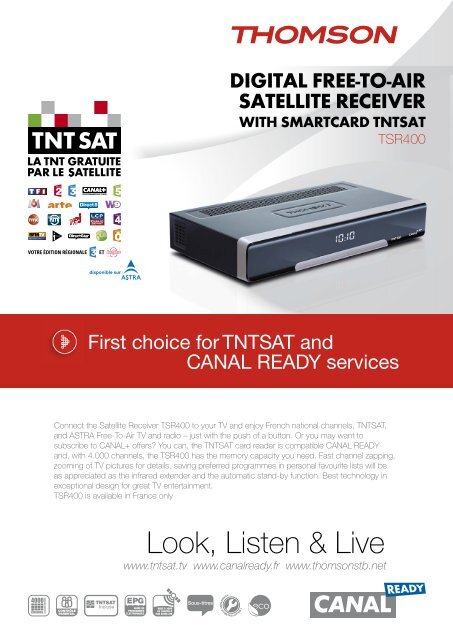 digital free-to-air satellite receiver with smartcard ... - Thomsonstb.net