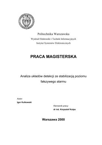 PRACA MAGISTERSKA - Instytut SystemÃ³w Elektronicznych ...