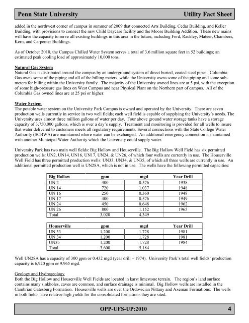 Utility Fact Sheet - Office of Physical Plant - Penn State University