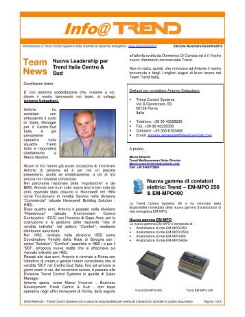 Newsletter Novembre/Dicembre 2010...... - Trend Controls