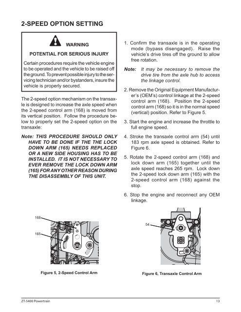 Hydro-Gear ZT-5400 transaxles manual - BIBUS France