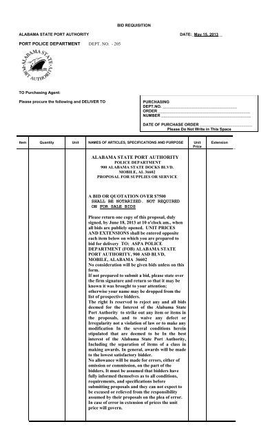 Bid Requisition - Alabama State Port Authority