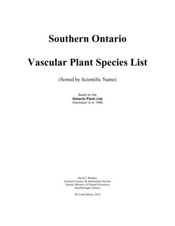 Species list - Conservation Ontario