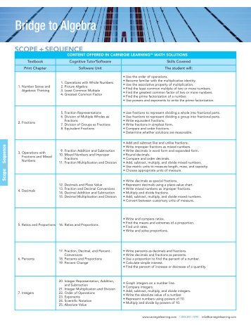 Bridge to Algebra - Carnegie Learning