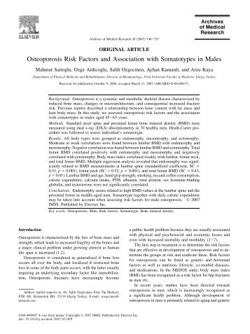 Osteoporosis Risk Factors and Association with Somatotypes in Males