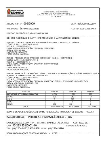 RAZÃO SOCIAL: INTERLAB FARMACÃUTICA LTDA CNPJ:43.295 ...