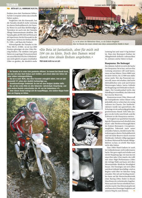 beta alp 2.0, KawasaKi KlX 250, Yamaha wr ... - Moto Sport Schweiz