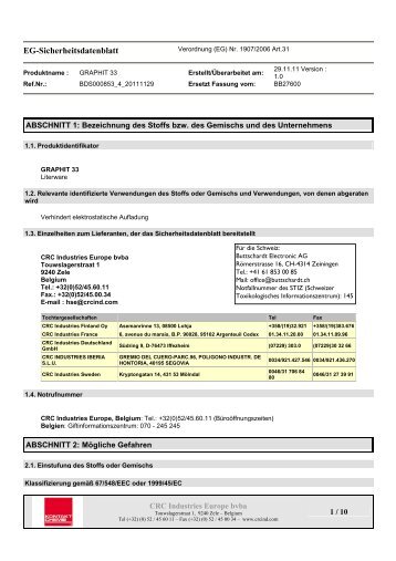 EG-Sicherheitsdatenblatt - Buttschardt Electronic AG