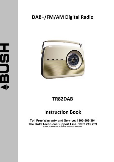DAB+/FM/AM Digital Radio TR82DAB Instruction Book - Bush