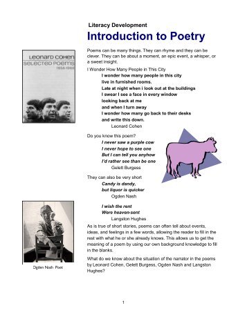 Introduction to Poetry - youth literacy canada