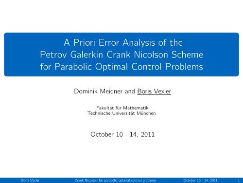 A Priori Error Analysis of the Petrov Galerkin Crank Nicolson ...