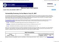 US-CERT Cyber Security Bulletin SB07-211 - CIS -Information ...
