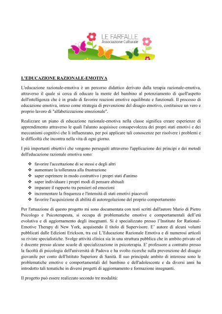 L'EDUCAZIONE RAZIONALE-EMOTIVA L'educazione razionale ...