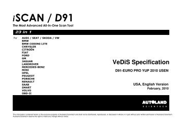 iSCAN / D91 Specification - Diagnostic Tools