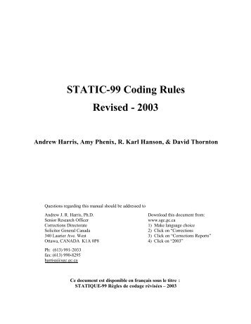 STATIC-99 Coding Rules Revised