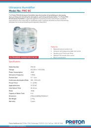 Ultrasonic Humidifier Model No: PHC 8C - PROTON Healthcare