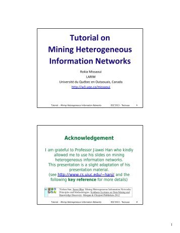 Tutorial on Mining Heterogeneous Information Networks - EGC